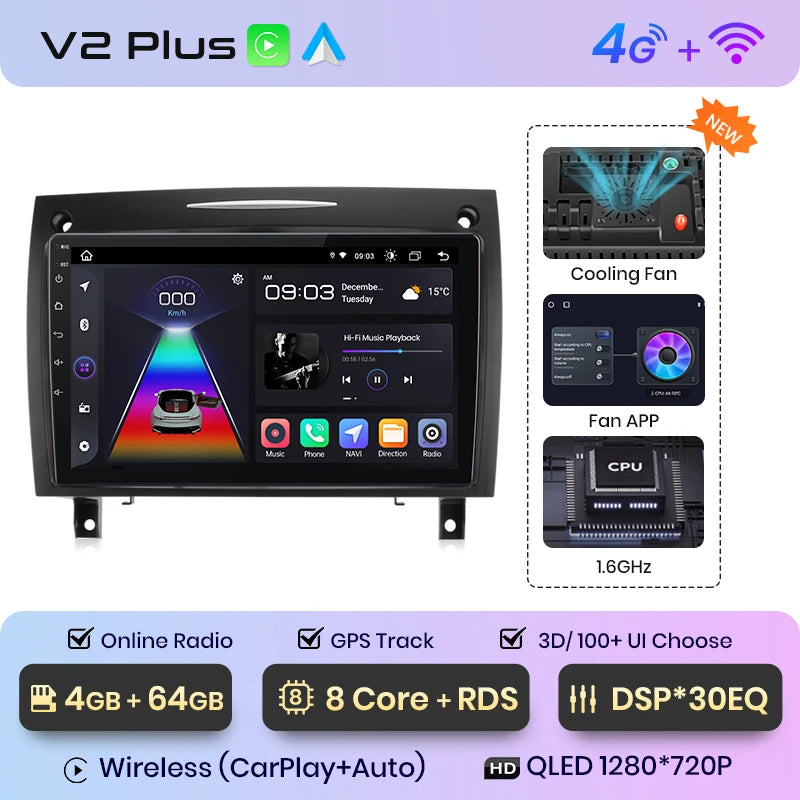 Junsun V1 CarPlay Android Auto Radio For Mercedes Benz SLK Class R171 2004-2011 SLK 200 280 300 350 Car Multimedia autoradio - Junsun Official Store