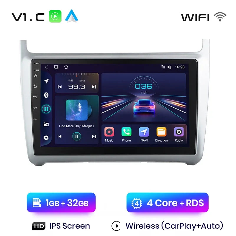Junsun Wireless CarPlay Android Auto Radio For VOLKSWAGEN POLO 2014 Car Intelligent Systems RDS BT WiFi 2 din