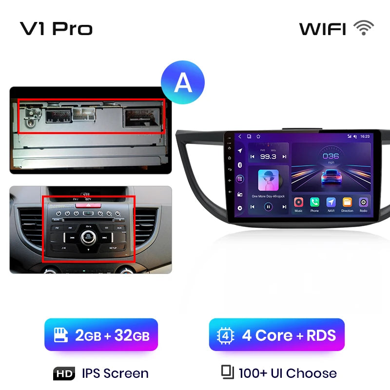 Junsun V1pro AI Voice 2 din Android Auto Radio For Honda CRV CR-V 2012-2016 Carplay Car Multimedia GPS 2din autoradio