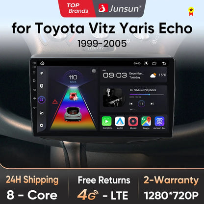 Junsun V1pro Android Auto Radio for Toyota Vitz XP10 Yadditif Platz Echo 1999-2005 Carplay 4G Car Multimedia GPS 2din autoradio