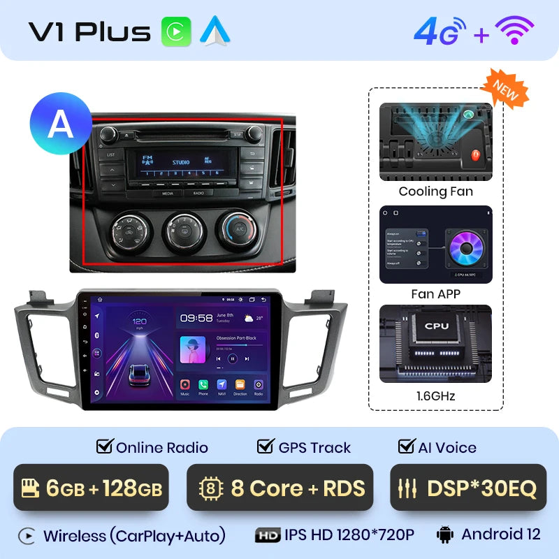 Junsun V1pro AI Voice 2 din Android Auto Radio for Toyota RAV4 RAV 4 2012 - 2018 Carplay 4G Car Multimedia GPS 2din autoradio - Junsun Official Store