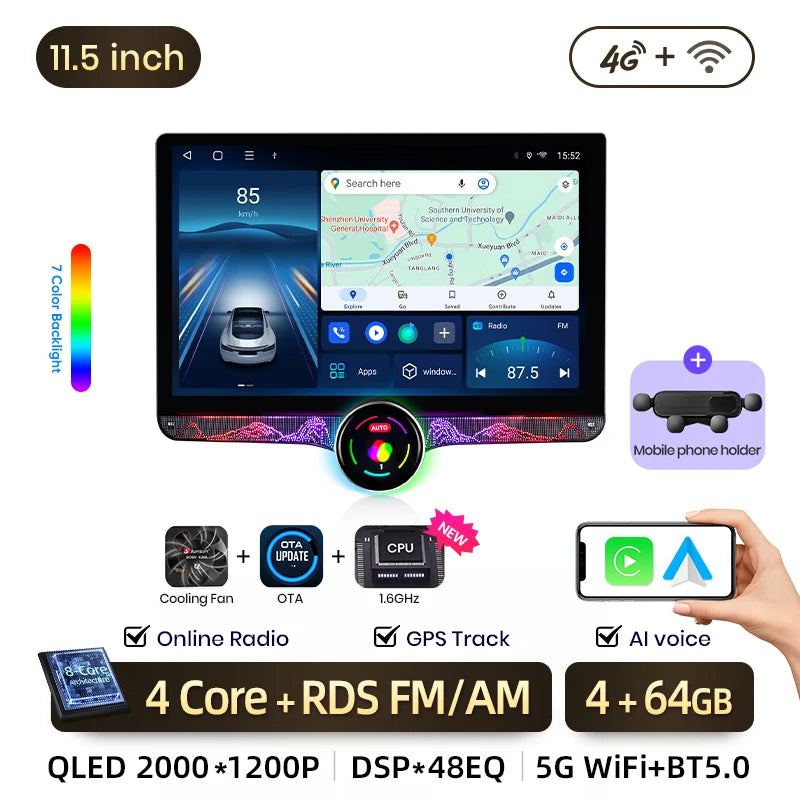 Junsun AI Wireless CarPlay Android Auto Car Radio For Hyundai Santa Fe 3 2013 2014 2015-2016 4G GPS Smart Intelligent Systems