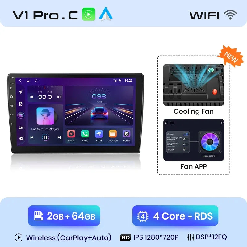 Junsun Wireless CarPlay Android Auto Radio For VOLKSWAGEN CARAVELLE 2015+ Car Intelligent Systems RDS BT WiFi 2 din