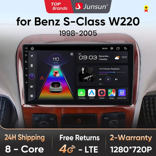 Junsun V1 Plus Autoradio für Mercedes Benz S-Klasse W220 1998–2005, kabellos, CarPlay, Android Auto, kein 2-Din-DVD 