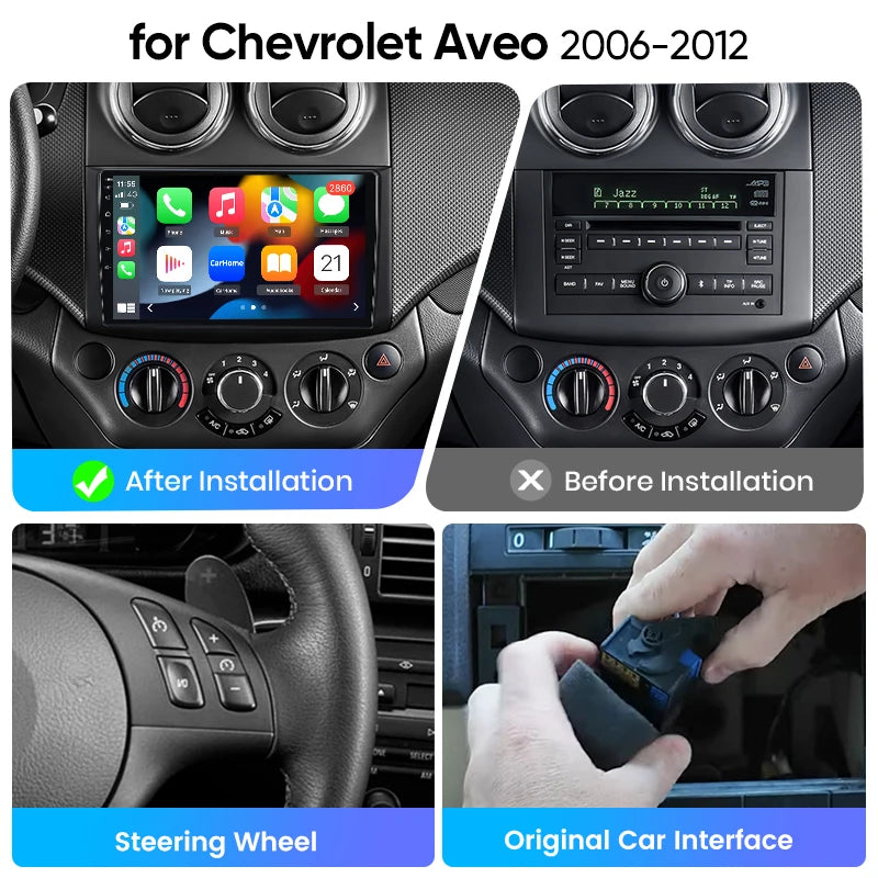 Junsun eSIM Wirless CarPlay Android Auto Car Radio For Chevrolet Aveo 2006 2007 2008 2009-2011 DSP RDS GPS 2Din auto accessories