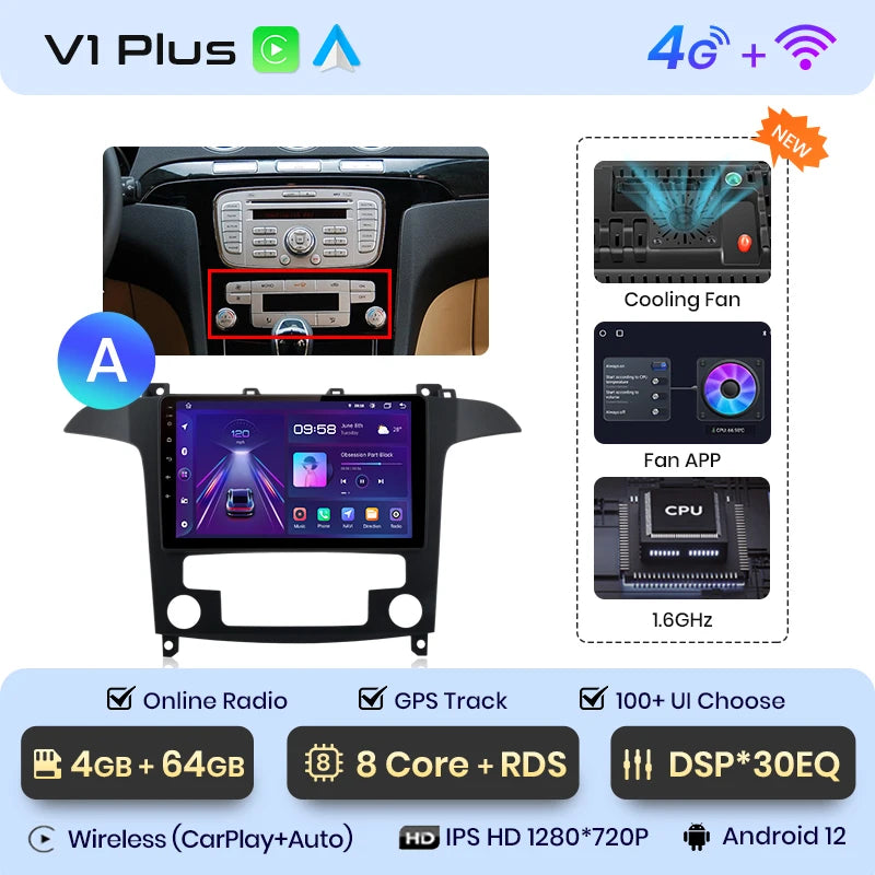 Junsun V1pro AI Voice 2 din Android Auto Radio For Ford S-Max S max 2007 - 2015 Carplay 4G Car Multimedia GPS 2din autoradio