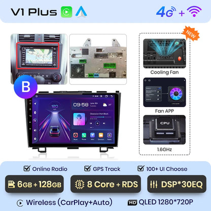 Junsun V1 Wireless CarPlay Android Auto Car Radio for Honda CR-V 3 RE CRV 2007-2011 GPS Car Intelligent Systems Smart Autoradio