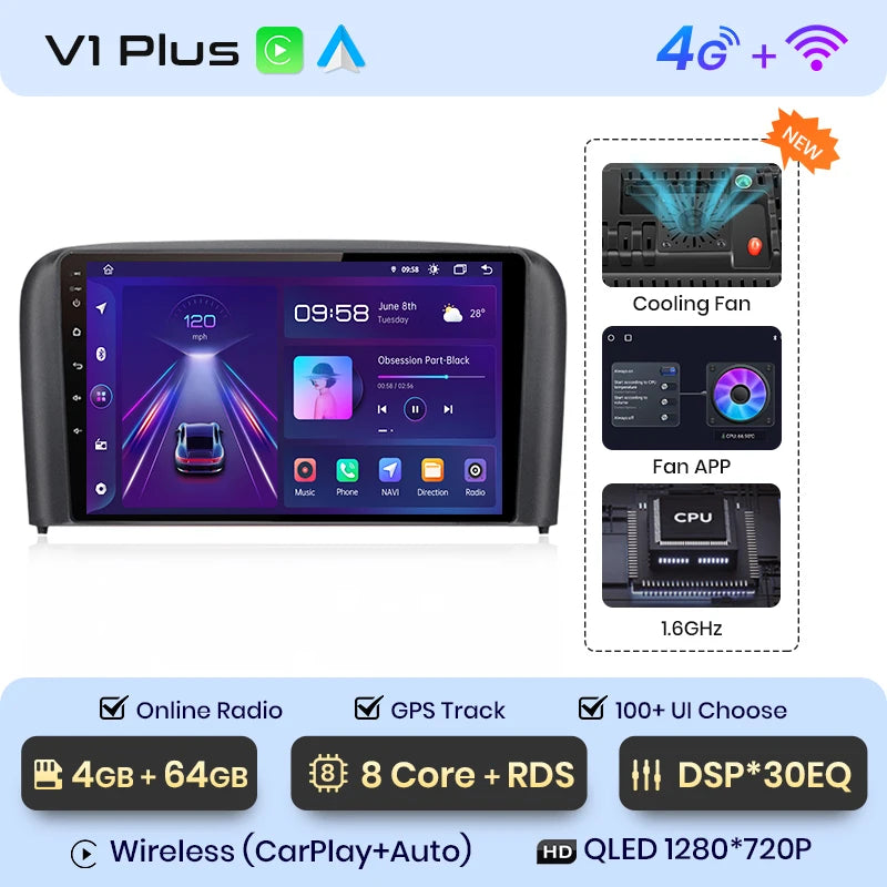 Junsun V1 Pro Für Volvo S80 1998 - 2006 Android Autoradio Autovideoplayer CarPlay Android Auto GPS Keine 2 Din 2din DVD 