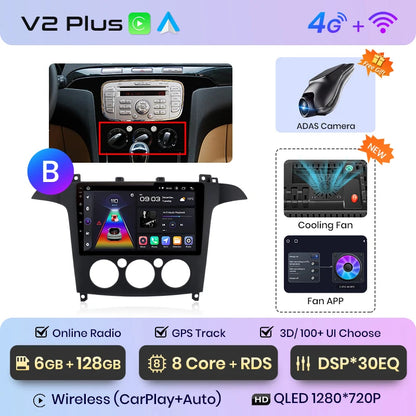 Junsun V1pro AI Voice 2 din Android Auto Radio For Ford S-Max S max 2007 - 2015 Carplay 4G Car Multimedia GPS 2din autoradio