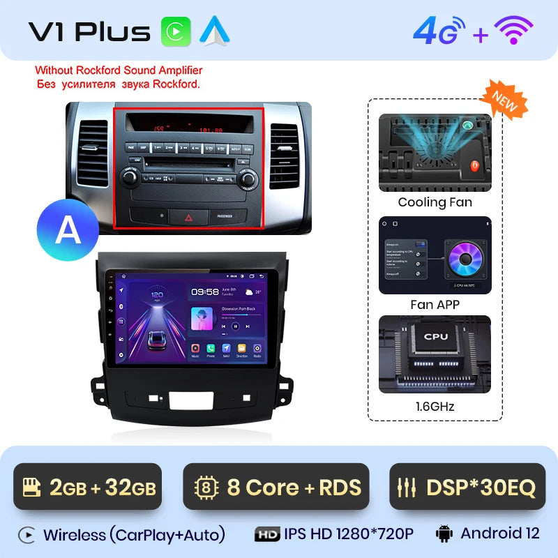 Junsun V1pro 2 din Android Auto Radio For Mitsubishi Outlander xl 2 2005-2011 Citroen C-Crosser Carplay Car Multimedia autoradio - Junsun Official Store