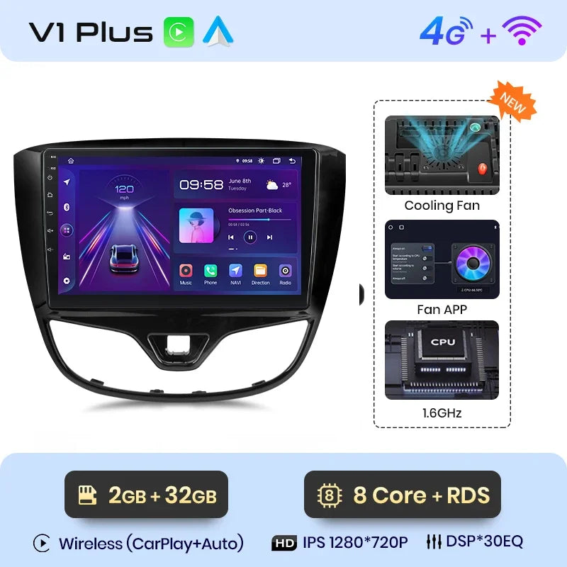 Junsun Wireless CarPlay Android Auto Radio For Opel Karl 2017 2018 2019 2020 Car Intelligent Systems RDS BT WiFi 2 din