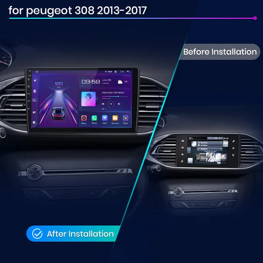 Junsun Autoradio für Peugeot 308 308S 2013–2017, kabelloses CarPlay Android Auto, intelligente Autosysteme, kein 2-Din-DVD-Player 