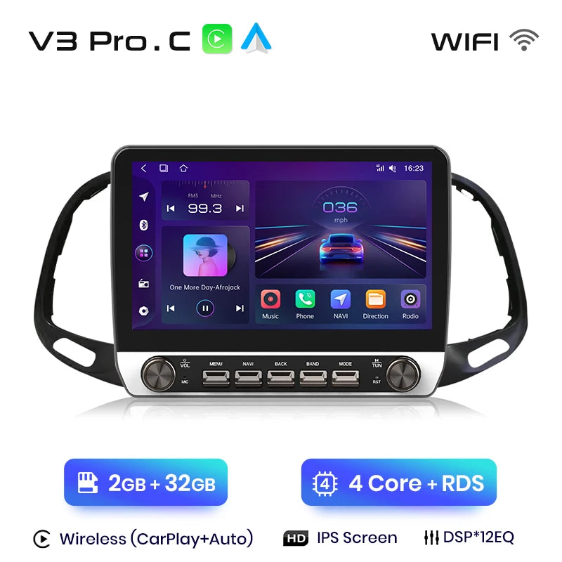 Junsun V3 Plus 2K Wireless CarPlay Android Auto Car Intelligent Systems For Fiat Doblo 2016 2017 2018 2019 Autoradio 4G
