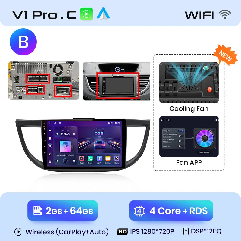 Junsun V1pro AI Voice 2 din Android Auto Radio For Honda CRV CR-V 2012-2016 Carplay Car Multimedia GPS 2din autoradio