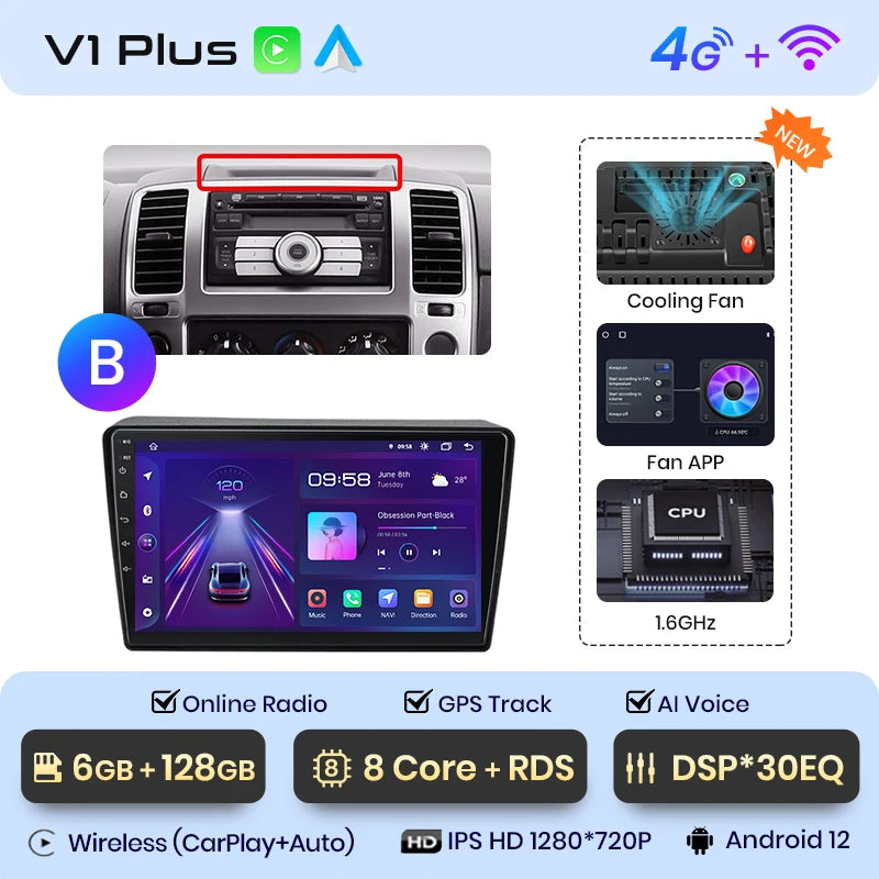 Junsun V1pro AI Voice 2 din Android Auto Radio For Nissan NAVARA 2006-2012 Carplay 4G Car Multimedia GPS 2din autoradio