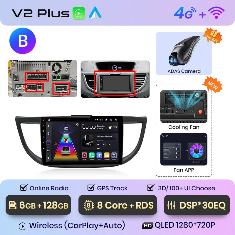 Junsun V1pro AI Voice 2 din Android Auto Radio For Honda CRV CR-V 2012-2016 Carplay Car Multimedia GPS 2din autoradio