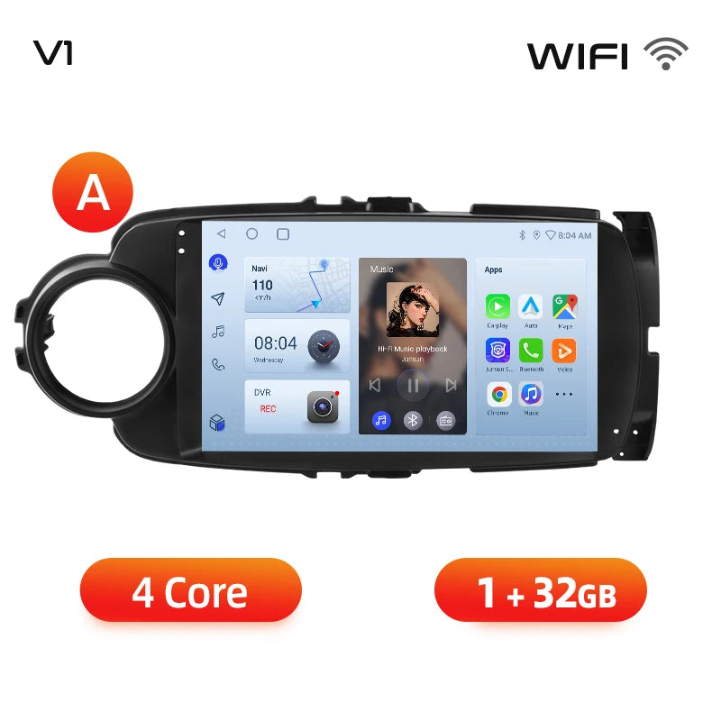 Junsun AI voice 4G LTE wireless CarPlay Android Auto Radio For Toyota Yaris 2012 2013 20014 2015-2017 Car Intelligent Systems Multimedia player Stereo RDS BT 2 din autoradio GPS Navi screen