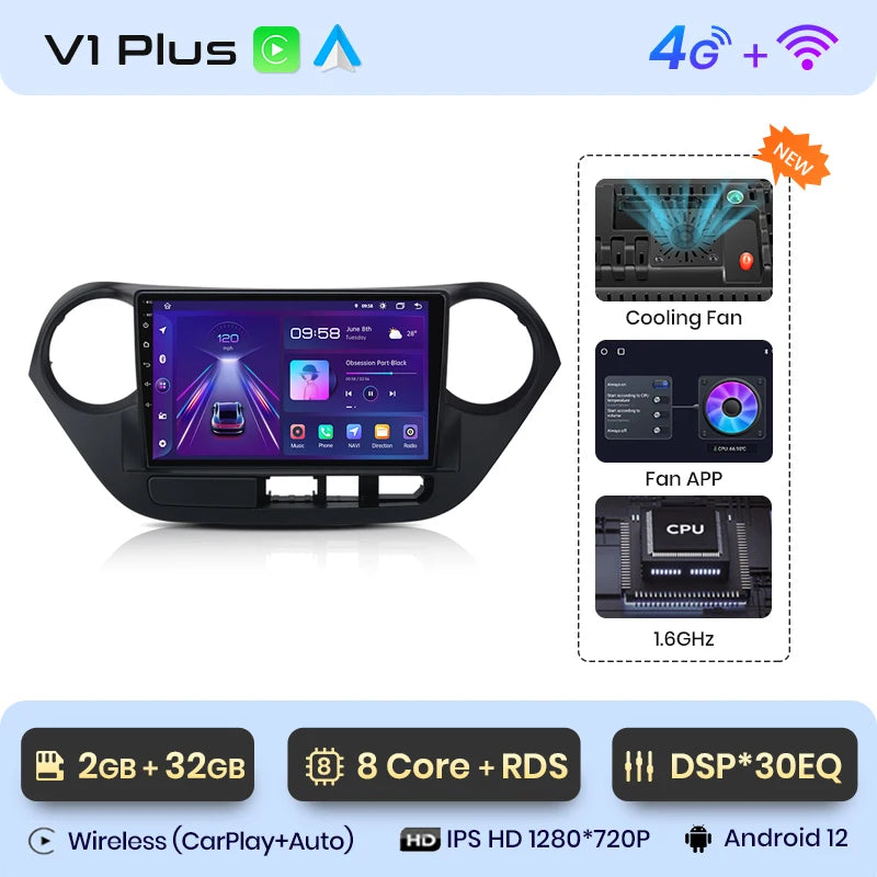 Junsun V1pro AI Voice 2 din Android Auto Radio For Hyundai Grand I10 2013-2016 Carplay 4G Car Multimedia GPS 2din autoradio - Junsun Official Store