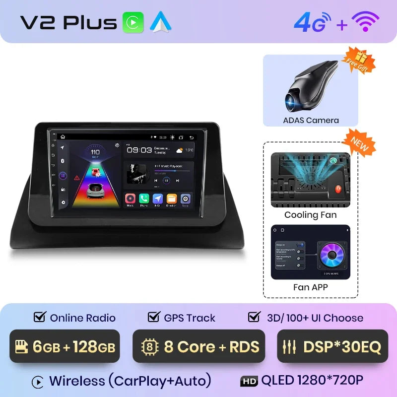 Junsun Wireless CarPlay Android Auto Car Radio For Renault Kangoo 2008 2009 2010 2011 2012-2018 Intelligent Systems Multimedia