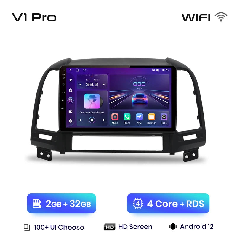 Junsun V1pro AI Voice 2 din Android Auto Radio For Hyundai Santa Fe 2 2006-2012 Carplay 4G Car Multimedia GPS 2din autoradio