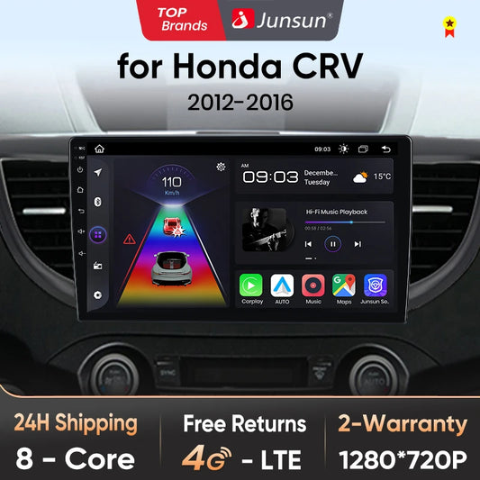 Junsun V1pro AI Voice 2 din Android Auto Radio para Honda CRV CR-V 2012-2016 Carplay coche Multimedia GPS 2din autoradio 
