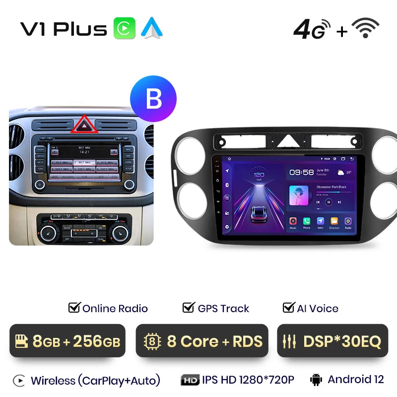 Junsun V1pro AI Voice 2 din Android Auto Radio For VW Volkswagen Tiguan 1 NF 2006-2016 Carplay Car Multimedia GPS 2din autoradio - Junsun Official Store