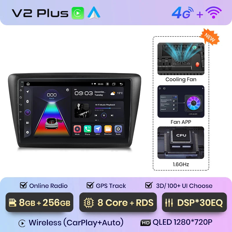 Junsun Wireless Android Auto Radio For Skoda Rapid 2013 -2019 4G Car Multimedia GPS 2din autoradio Junsun Official Store