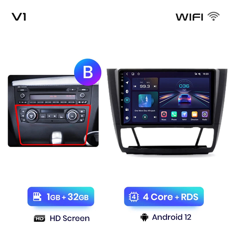 Junsun V1 AI Voice Wireless CarPlay Android Auto Radio For BMW 1-Series 1 Series E87 E81 E82 E88 2004-2011 4G Car Multimedia GPS