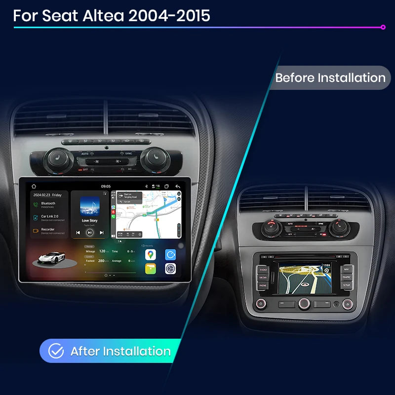 Junsun V3 Plus 2K Android 13 CarPlay inalámbrico Android Auto Sistemas inteligentes para Seat Altea 2004-2015 7870 Autoradio 