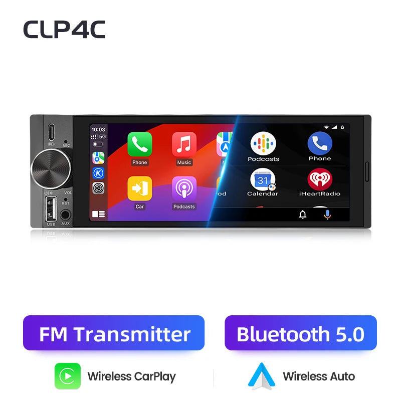 Junsun 1Din IPS 6.26/6.86 Inch Wireless Carplay Android Auto Car Radio Multimedia Video MP5 Player Touch Screen Universal Stereo