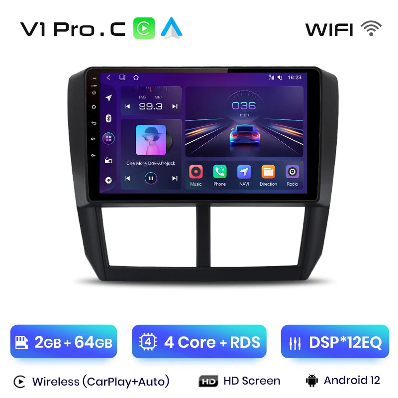 Radio Junsun V1pro con Android 10,0, 2DIN, 4G, GPS, Carplay, para Subaru Forester 3 SH Impreza 2007-2013 