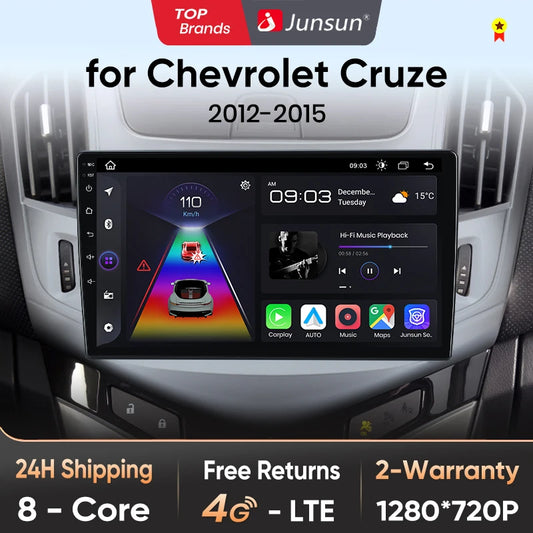 Junsun V1 AI Voice - Radio inalámbrica CarPlay Android para Chevrolet Cruze 2012-2015, 4G, GPS, 2DIN 