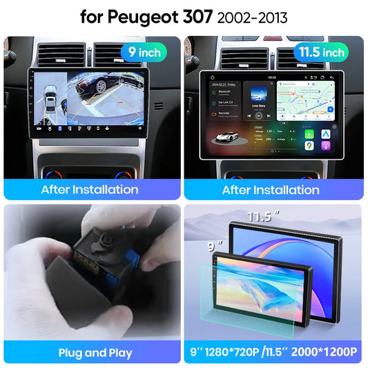Junsun Wireless CarPlay Car Radio For Peugeot 307 307CC 307SW 2002-2013 Android Multimedia
