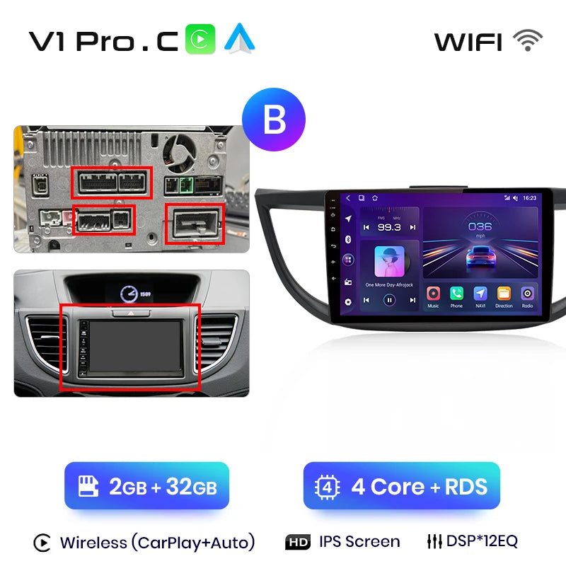 Junsun V1pro AI Voice 2 din Android Auto Radio For Honda CRV CR-V 2012-2016 Carplay Car Multimedia GPS 2din autoradio