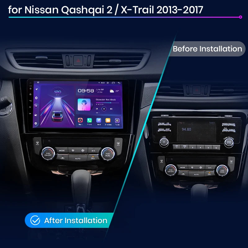 Junsun V1 Drahtloses CarPlay Android Autoradio für Nissan Qashqai J11 X-Trail 3 T32 2013-2017 Auto-Multimedia-GPS 2din Autoradio 