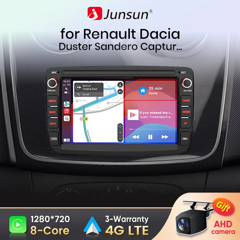 Junsun 7" Android 13 Car Radio For Renault dacia duster Sandero Captur Xray Logan 2 CarPlay Android Auto car intelligent systems