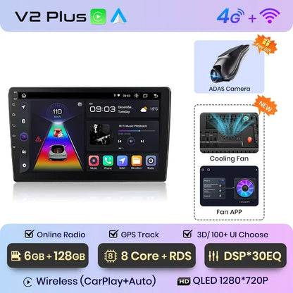 Junsun Wireless CarPlay Android Auto Radio For VOLKSWAGEN CARAVELLE 2015+ Car Intelligent Systems RDS BT WiFi 2 din