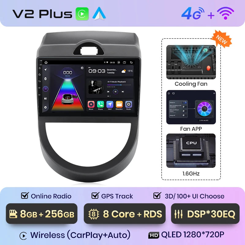 Junsun V1 AI Voice Wireless CarPlay Android Auto Radio For Kia Soul AM 2008-2011 4G Car Multimedia GPS 2din autoradio