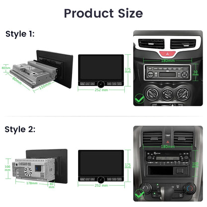 Junsun 10.6 Inch Universal Rotatable 1DIN 2DIN Car Radio Wireless CarPlay Android Auto Touch Screen Multimedia GPS autoradio