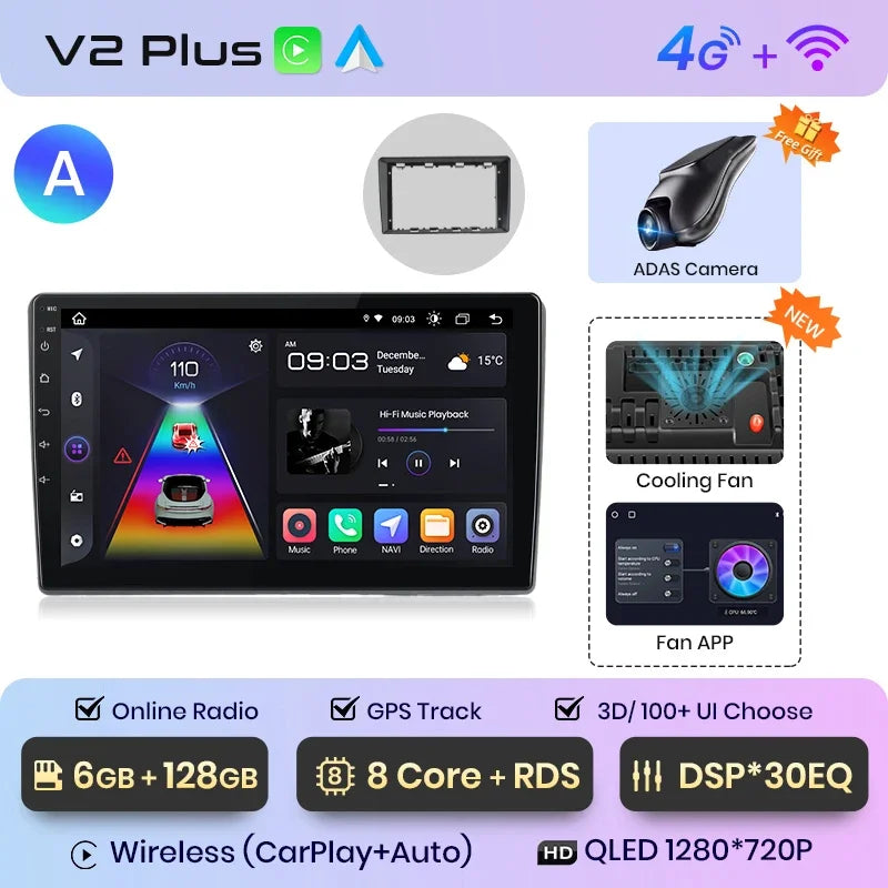 Junsun Wireless CarPlay Android Auto Car Radio Multimedia For VW Passat B5 B6 2004-2010  GPS Intelligent Systems Smart Autoradio