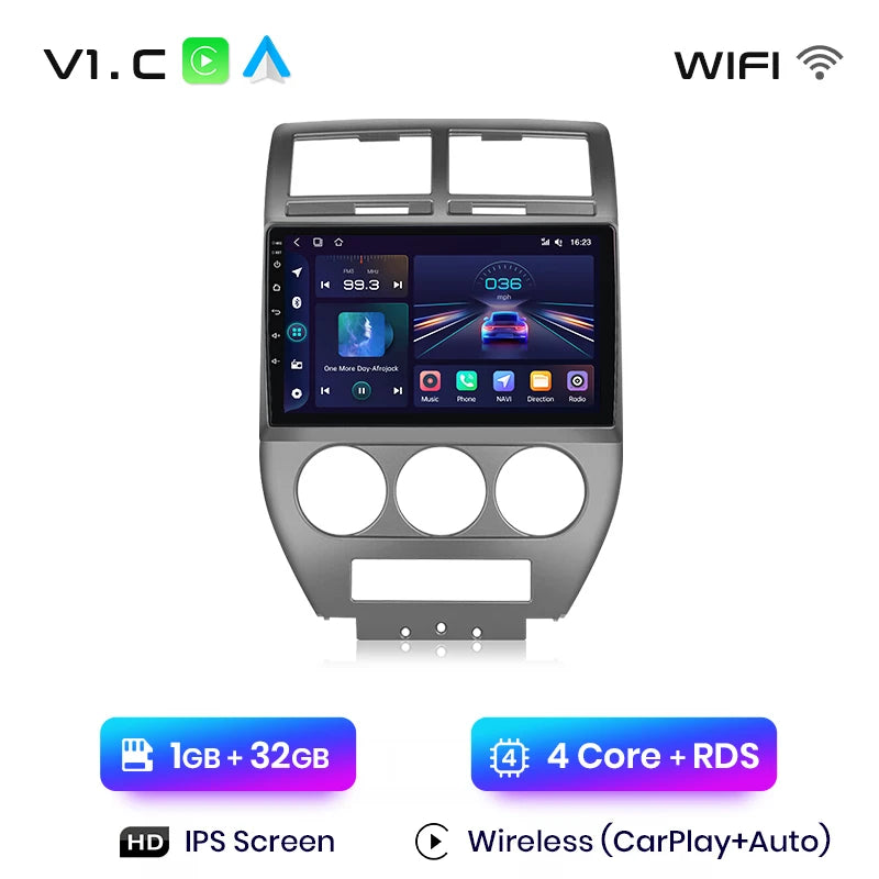 Junsun V1 AI Voice Wireless CarPlay Android Auto Radio For Jeep Compass 2007-2009 4G Car Multimedia GPS 2din autoradio