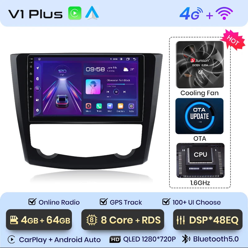Junsun V1 Plus Car Radio For Renault Kadjar 2015 - 2019 wireless CarPlay Android Auto car intelligent systems No 2 din 2din DVD