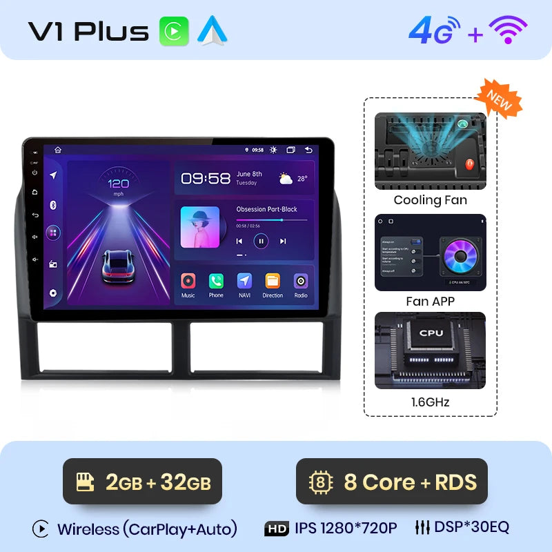 Reproductor multimedia Junsun CarPlay para Jeep Grand Cherokee II WJ 1998-2004 con Android Auto, GPS y radio de 2 DIN. 