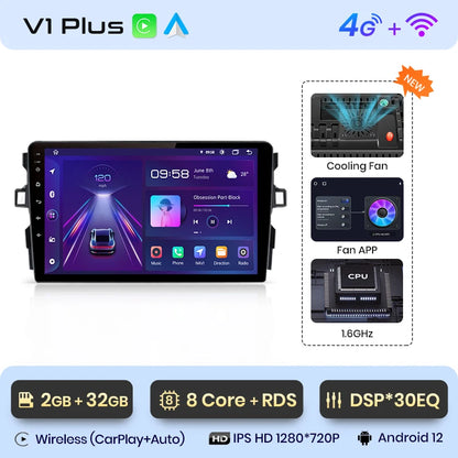 Junsun V1pro AI Voice Android Auto Radio For Toyota Auris E150 2006 -2012 Carplay Car Multimedia GPS 2din autoradio