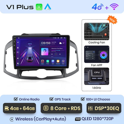 Junsun V1pro AI Voice - Radio para coche, reproductor multimedia Android Auto para Chevrolet Captiva 2011-2016, Carplay 4G, 2 DIN, GPS 