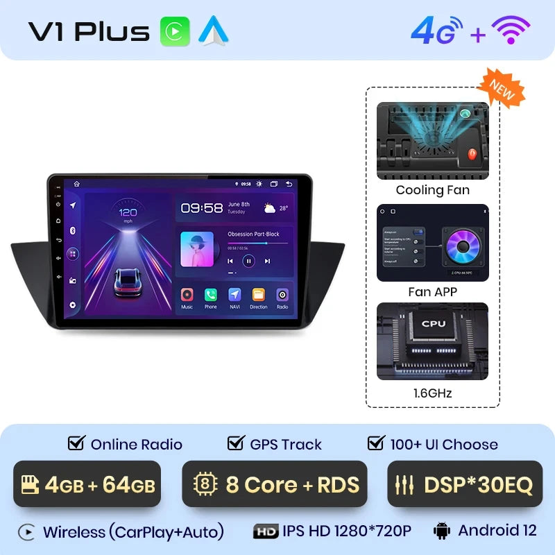 Junsun V1 Plus Car Radio For BMW X1 E84 2009 - 2015 wireless CarPlay Android Auto car intelligent systems No 2 din 2din DVD