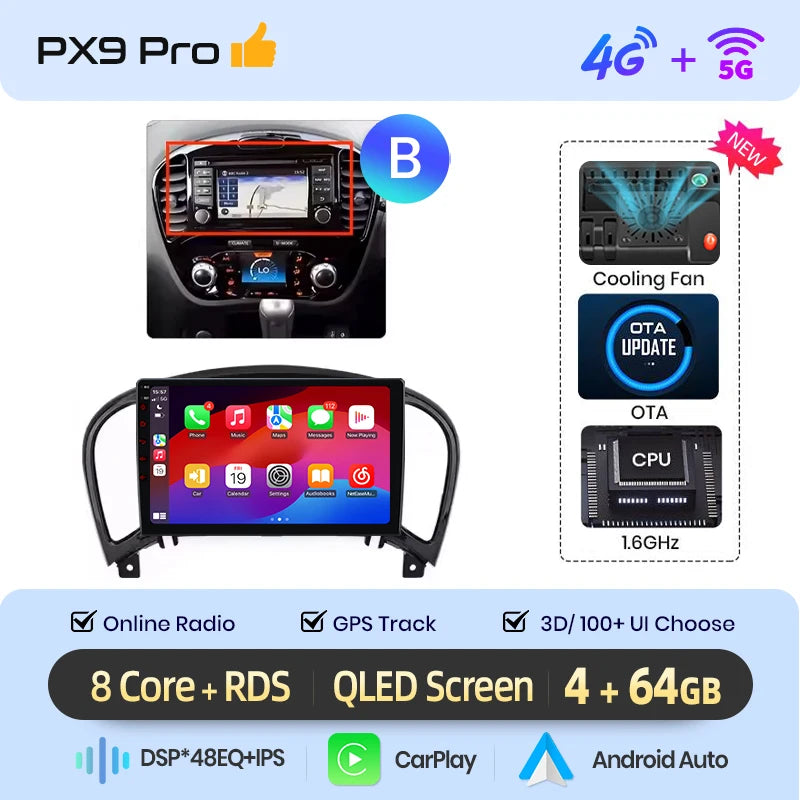 AWESAFE PX9 Car Radio Autoradio for Nissan Juke YF15 2010-2014 Wireless Carplay Screen Android Auto Stereo GPS Navi FM RDS BT - Junsun Official Store