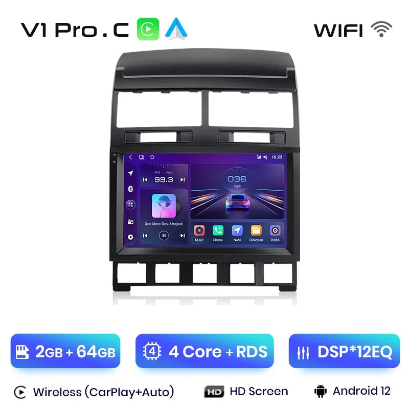 Junsun V1pro AI Voice 2 din Android Auto Radio for Volkswagen Touareg 2002-2010  Carplay 4G Car Multimedia GPS 2din autoradio
