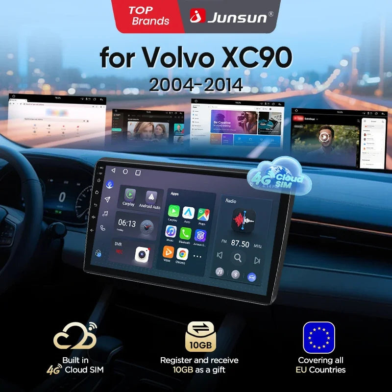 Junsun 8 Core Car Stereo for  Volvo XC90 2004 2005 2006 2007 2008-2014 Wireless Carplay Android Auto GPS Navigation FM RDS eSIM