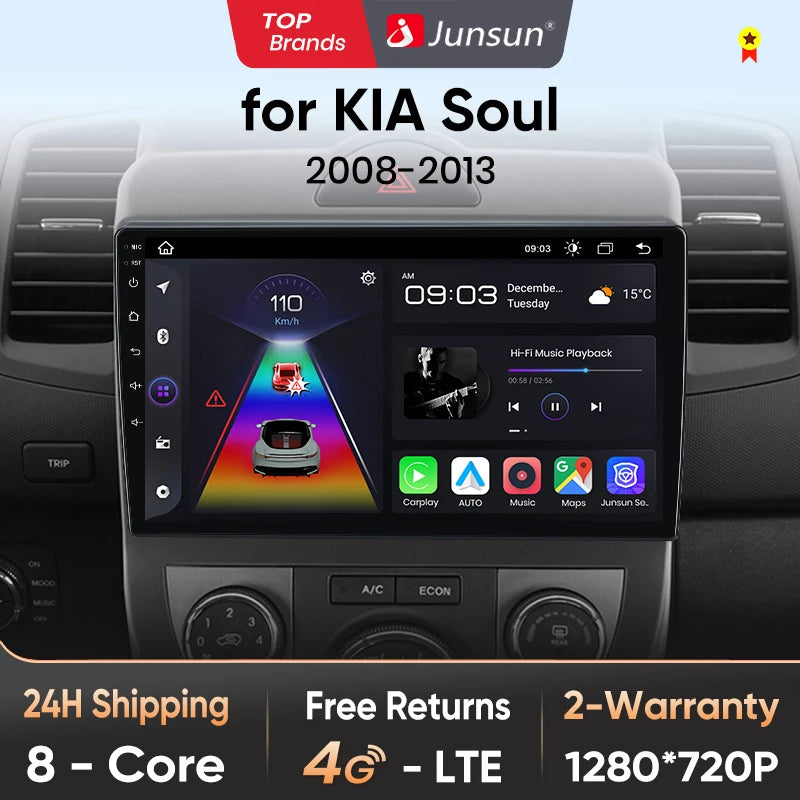 Junsun V1 AI Voice Wireless CarPlay Android Auto Radio For Kia Soul AM 2008-2011 4G Car Multimedia GPS 2din autoradio - Junsun Official Store